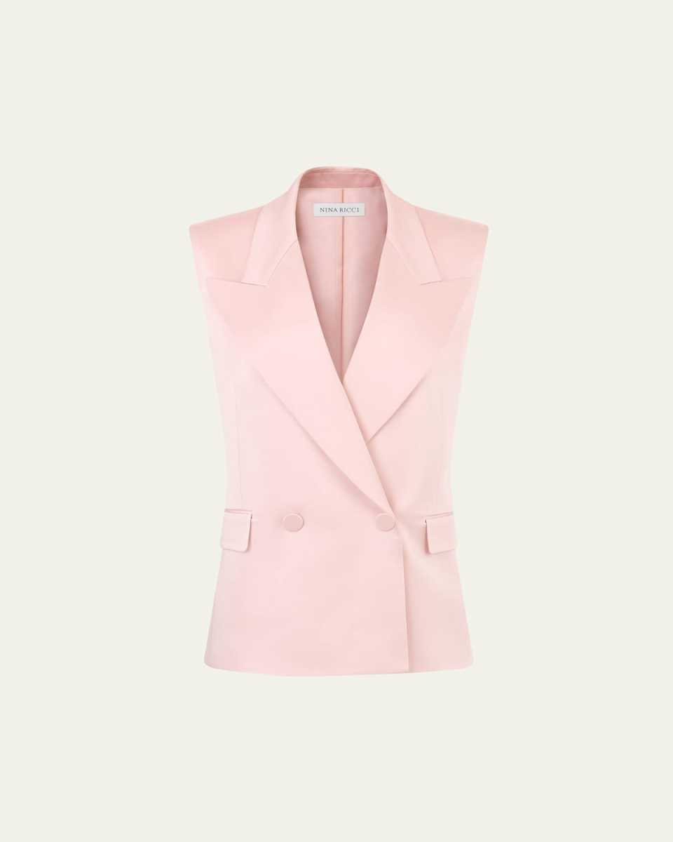 Satin Double-Breasted Blazer Vest